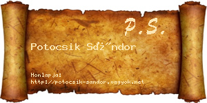 Potocsik Sándor névjegykártya